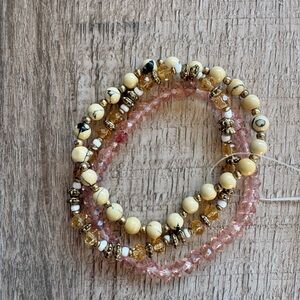 Chic Beaded Bracelet Set - Yellow, Orange and Pink